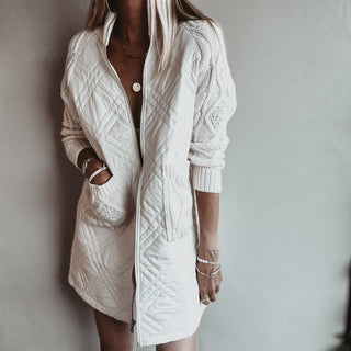 Tabitha quilted VINTAGE WHITE long jacket