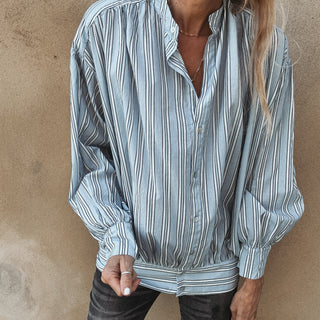 Grandad pale blue stripe Blouse *NEW*