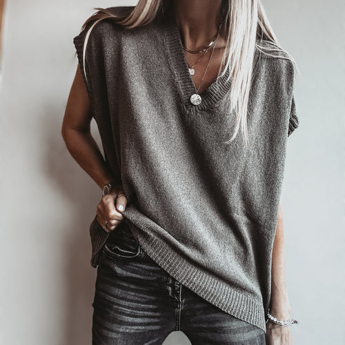 Patia GREY knitted V tank *NEW*