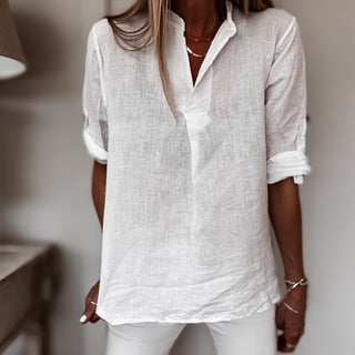 Lila White v neck linen top *NEW*