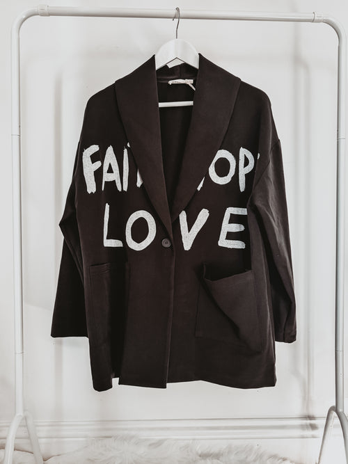 FAITH HOPE LOVE graffiti black blazer NEW*