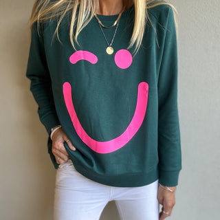 Green & neon pink sweatshirt *relaxed style*