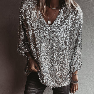 Relaxed Silver Sequin top *NEW*