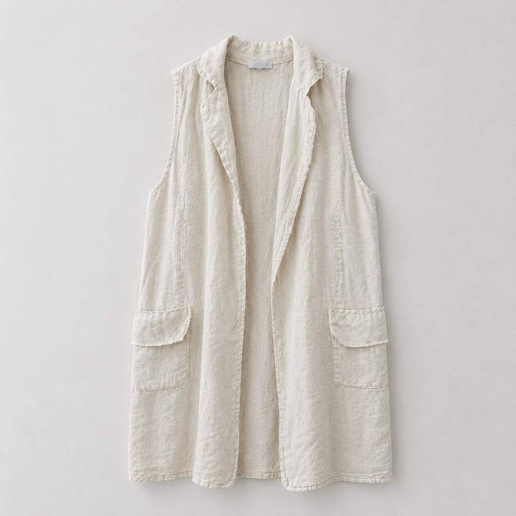Cara cream long linen gilet *NEW*
