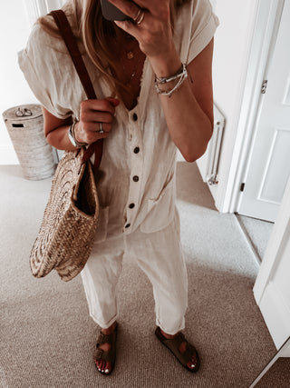 Ribera Cream linen boilersuit *NEW*