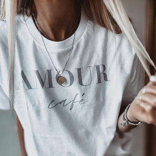 AMOUR Cafe white / light grey tee *boyfriend fit* *NEW*