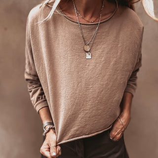 Maeve slightly cropped SAND sweatshirt *relaxed style*