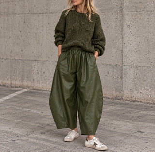 Olive Faux leather barrel joggers *NEW*