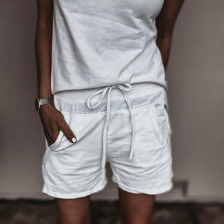 WHITE cotton ultimate jogger shorts *NEW*