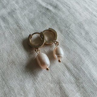 Mini gold hoop pearl earrings *NEW*