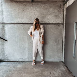 Napoli VINTAGE WHITE satin harem joggers