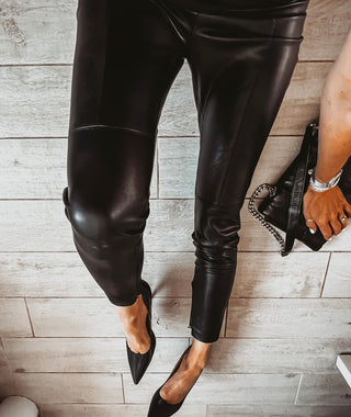 Assos black faux leather skinny pants