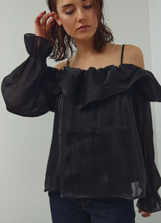 Black Miyu ruffle sheer top *NEW*