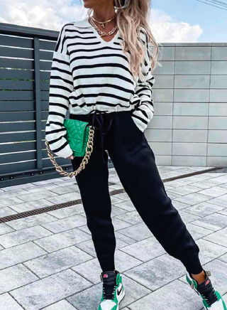 Breton Sweater and joggers set BLACK *NEW*