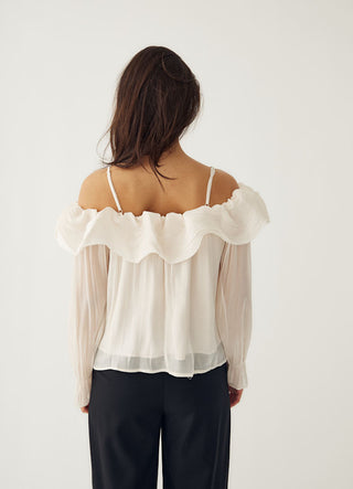 Vintage white Miyu ruffle sheer top *NEW*