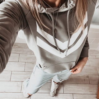 Light khaki hoody with white double chevron