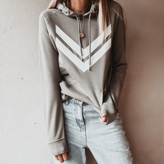 Light khaki hoody with white double chevron