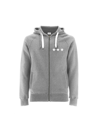 Grey / white stars & zip hoody *unisex fit*