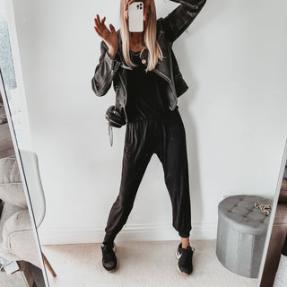 Short sleeved BLACK jumpsuit