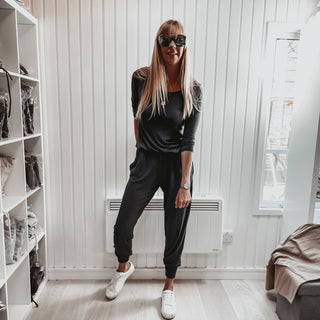 Long sleeved DARK GREY jumpsuit with pockets