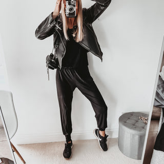 Short sleeved BLACK jumpsuit
