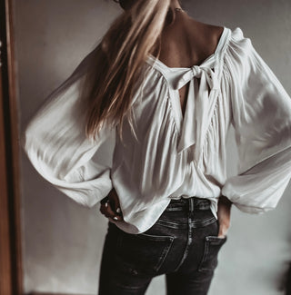 Florence VINTAGE WHITE bow blouse