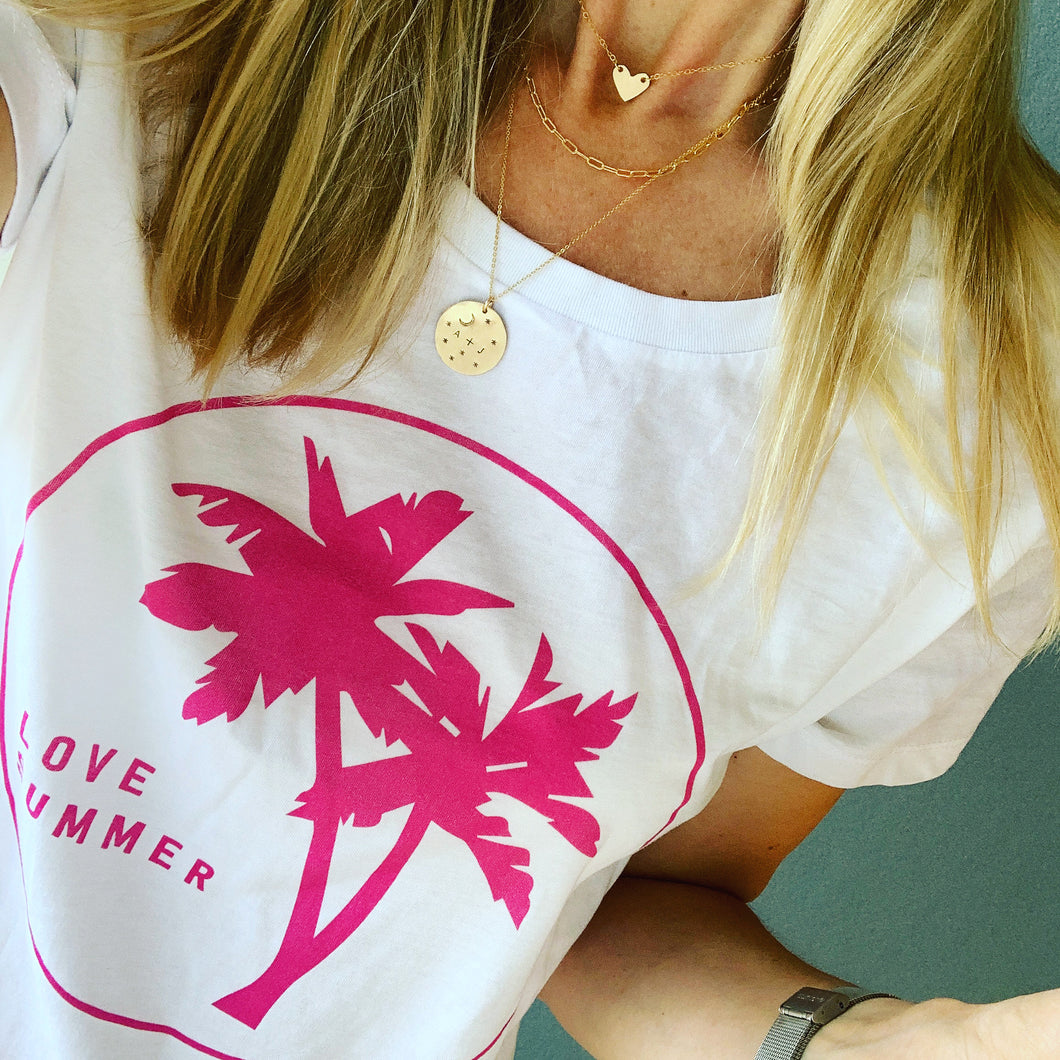 Pink palm summer tee *SALE*