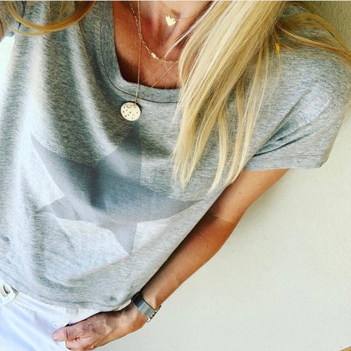 Boxy grey star grey tee