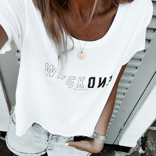 Boxy white WEEKEND  tee