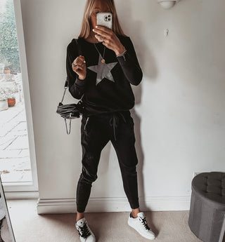 Glitter star black sweatshirt *fitted style*