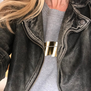 Metallic gold feather sweatshirt (M)