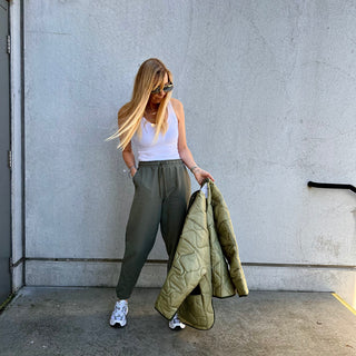 COLLEGE super slouchy khaki joggers *NEW*