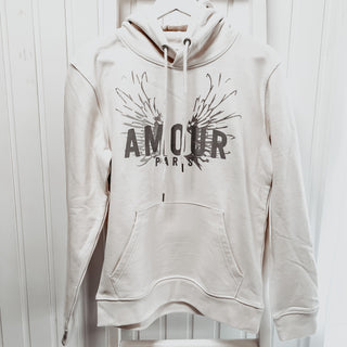 Cream AMOUR silver wings hoody