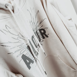 Cream AMOUR silver wings hoody