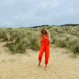 Short sleeved NEON ORANGE jumpsuit *HALF PRICE*