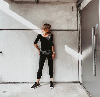 Long sleeved BLACK jumpsuit with pockets