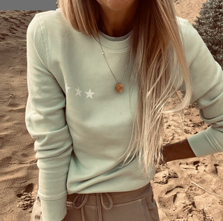 Light mint three stars sweatshirt *SALE* NOW 75% OFF!!!!!