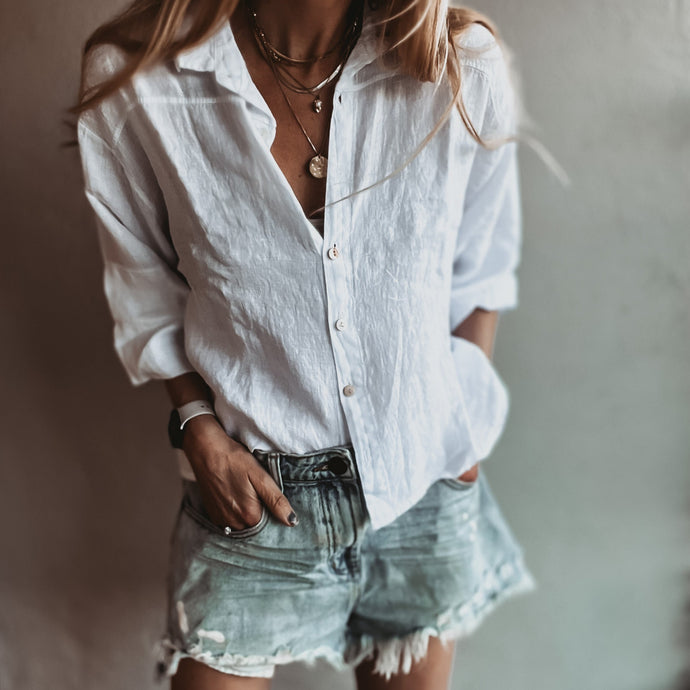 Selina linen white blouse