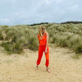 Short sleeved NEON ORANGE jumpsuit *HALF PRICE*