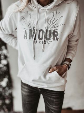 Cream AMOUR silver wings hoody