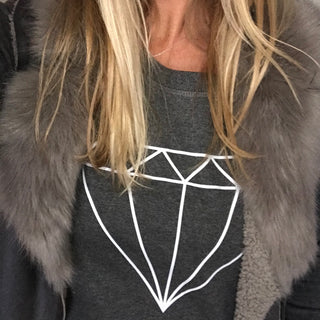 White diamond on dark grey sweat (M)