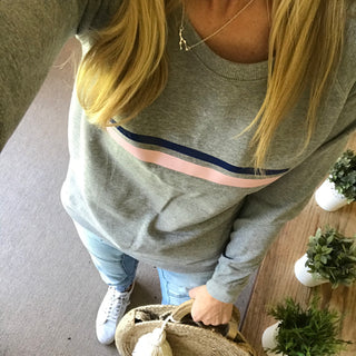 Pink & blue stripe sweat *just a few left*