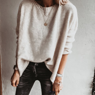 Milano Vintage white SCOOP NECK jumper *BACK IN STOCK*