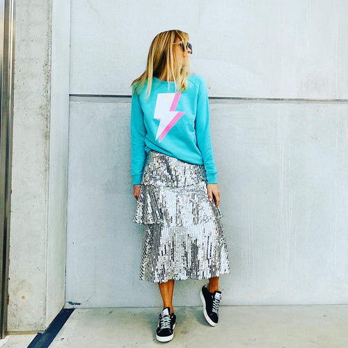 Aqua neon lighting strike sweatshirt