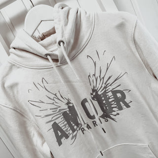 Cream AMOUR silver wings hoody