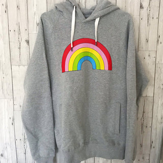 Grey rainbow hoody (small, UK 10-12)