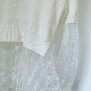 Cream tulle ruffle high neck top *sample*