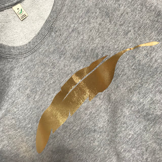 Metallic gold feather sweatshirt (M)
