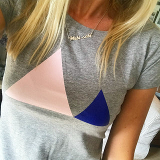 Pink and blue triangle tee