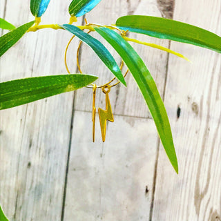 Gold lightning strike hoop earrings